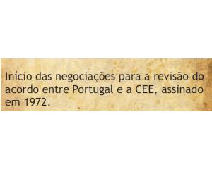 Início das negociações para revisão do acordo entre Portugal e a CEE assinado em 1972